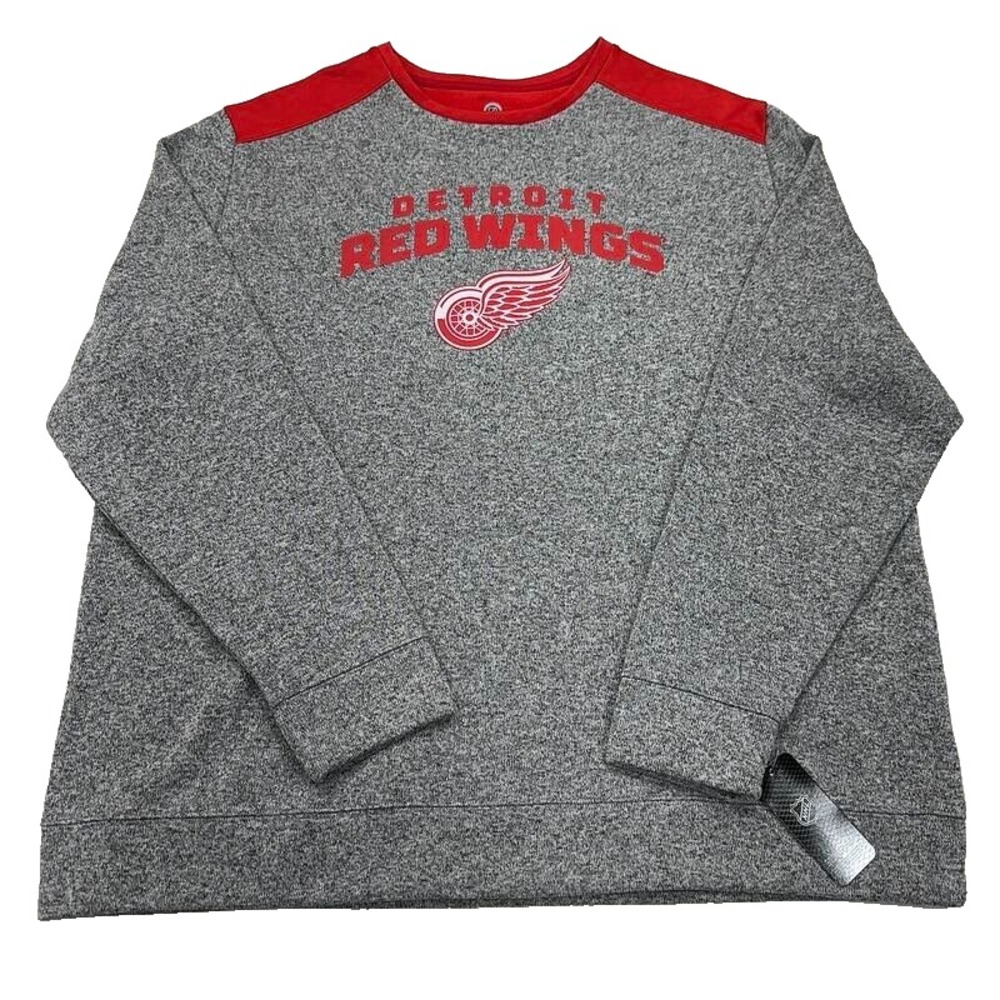 NWT Detroit Red‎ Wings Crewneck Sweatshirt 2XL Pullover Gray NHL Hockey Mens
